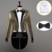 cheap Outfits-Retro Vintage Disco 1980s Tuxedo Suits &amp; Blazers Tailcoat Disco Sequins Men&#039;s Masquerade Party / Evening Pride Parade Pride Month Adults&#039; Coat