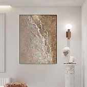 billiga Oljemålningar-oljemålning wabi sabi målning handmålad stor beige konst brun 3d minimalistisk målning på duk brun 3d textur väggkonst neutral beige båge gipsmålning