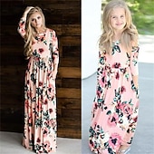 cheap Casual Dresses-Mommy and Me Dresses Graphic Home Black White Pink Long Sleeve Mommy And Me Outfits Daily Matching Outfits