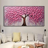 preiswerte Blumen-/Botanische Gemälde-großes 3D dickes Spachtelgemälde handgemachte Boho Landschaft impressionistische Landschaftskunst handgemalt bunte Turm Baum Textur Ölgemälde Kunst große Wandkunst blühende Blumen Malerei