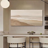 billiga Oljemålningar-oljemålning wabi sabi målning handmålad stor beige konst brun 3d minimalistisk målning på duk brun 3d textur väggkonst neutral beige båge gipsmålning