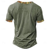 halpa Etninen tyyli-Miesten Tribaali Bandana Print T-paita Henley-paita Lyhythihainen 3D-tulostus Suunnittelija Etninen Loma Kausaliteetti Päivittäin Kesä Kevät Keltainen Apila Khaki Henley Henley T-paita