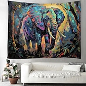 billiga djurgobelänger-målning färgrik elefant boho hängande gobeläng väggkonst stor gobeläng väggmålning dekor fotografi bakgrund filt gardin hem sovrum vardagsrum dekoration