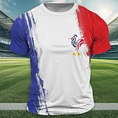 economico Magliette da sport e palestra-Per uomo Calcio Pollo francese Bandiera della Francia maglietta Manica corta maglietta Stampa 3D Girocollo Camicia Esterno Athleisure Bianco Estate Primavera Abbigliamento S M L XL XXL XXXL