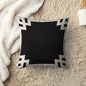 billiga geometrisk stil-svart vit dubbelsidigt kuddfodral 1 st mjukt kuddfodral kuddfodral örngott för soffa sovrum vardagsrum överlägsen kvalitet maskintvättbar utomhusdyna för soffa soffa stol
