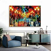 cheap Landscape Paintings-Handmade Tree Wall Art Colorful Forest Painting handmade Canvas Colorful Trees Forest Canvas painting  A Date With The Rain Canvas painting Huge Canvas Home Decor Autumn Canvas