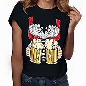 preiswerte T-Shirts-T-Shirt Lederhosen 3D Lässig Streetstyle T-Shirt Ärmel für Damen Erwachsene Heißprägen  für Karneval Oktoberfestbier Party Alltagstauglich