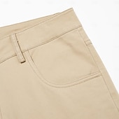 baratos Calças Elite Masculinas-Homens Social Zíper Bolsos Côr Sólida Respirável Comprimento total Formal Escritório O negócio Chique &amp; Moderno Formal Azul Marinha Cáqui Micro-Elástica