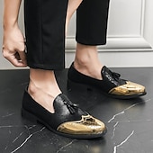 preiswerte Halbformell-Herren Loafer &amp; Slip On Bullock Schuhe Abendschuhe Quasten-Müßiggänger Metallische Schuhe Wanderschuhe Geschäftlich Party &amp; Abend PU Atmungsaktiv Körpergröße erhöhen Komfortabel Gold