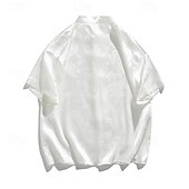 economico camicia da uomo con bottoni-Per uomo Camicia Camicia con colletto cinese Camicia con colletto alla coreana Camicia Estiva Camicia casual Camicia con Bottoni Nero Bianco Manica Corta Semplice Collo alla coreana Vacanza Ferie