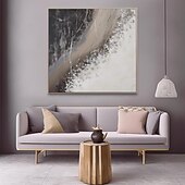 お買い得  抽象画-手作りの油絵キャンバス壁アート装飾モダンミニマルブラックとホワイトの抽象的なテクスチャホームダンススタジオの装飾ロールフレームレス未延伸絵画
