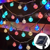 abordables Lumières de cordes solaires-Guirlande lumineuse à énergie solaire avec boules de cristal pour réception de mariage, 10 m, 100 LED, 8 modes d&#039;éclairage pour Noël, jardin, camping, fêtes, mariages, anniversaires&amp;amp;décoration