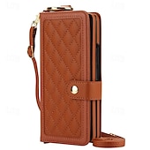 cheap Samsung Cases-Phone Case For Samsung Galaxy Z Fold 6 Z Fold 5 Z Fold 4 Z Fold 3 Back Cover with Stand Holder Magnetic with Lanyard Retro TPU PU Leather