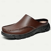 levne Pánské dřeváky a pantofle-pánské hnědé slip-on mules s polstrovanou podrážkou - pohodlná a stylová obuv pro běžné nošení
