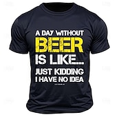 baratos Camiseta gráfica masculina-Homens Letra Engraçado Cerveja Camiseta T-shirt 100% Algodão Manga Curta Gráfico Camisa Preto Verde Tropa Azul Escuro Camiseta confortável Rua Esportes Roupas de estilistas