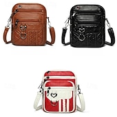 Недорогие Сумки через плечо-Модная коричневая стеганая сумка через плечо для женщин – стильная сумка через плечо из искусственной кожи с застежкой-молнией в форме сердца и множеством карманов.