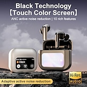 abordables Auriculares TWS-Auricular TWS pantalla táctil a todo color auriculares Bluetooth con reducción de ruido ANC pantalla LCD inteligente Auriculares para deportes