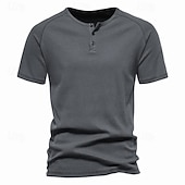 levne Ležérní tričko Henley-Pánské Tričko s knoflíkem Tričko Tričko Henley Trička Krátký rukáv Henley Jaro léto Bez vzoru Pit Strip Módní Designové Základní Dovolená ulice Jdeme ven Černá Bílá Námořnická modř Top tričko pro muže