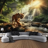 billiga djurgobelänger-tigerskog hängande gobeläng väggkonst stor gobeläng väggmålning dekor fotografi bakgrund filt gardin hem sovrum vardagsrum dekoration