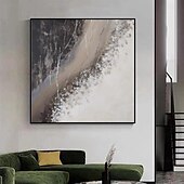 お買い得  抽象画-手作りの油絵キャンバス壁アート装飾モダンミニマルブラックとホワイトの抽象的なテクスチャホームダンススタジオの装飾ロールフレームレス未延伸絵画