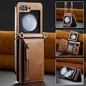economico Cover Samsung-telefono Custodia Per Samsung Galaxy Z Flip 7 Z Flip 5 Z Flip 4 Z Flip 3 Copertura Posteriore con Supporto Magnetico Cerniera Retrò TPU PC Pelle PU