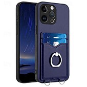economico Cover per iPhone-telefono Custodia Per iPhone16 iPhone 15 Pro Max Plus iPhone 14 13 12 11 Pro Max Plus Mini SE Per retro Supporto ad anello Slot per schede Resistente agli urti Retrò TPU Metallo pelle sintetica