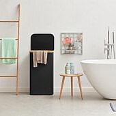 Недорогие Корзины для белья-Корзина для белья с крышкой на 100 л, корзины для белья с бамбуковыми ручками и съемным мешком для белья, большая складная корзина для белья для спальни, ванной комнаты, общежития, прачечной