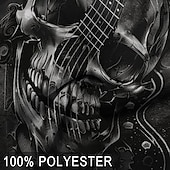 economico Halloween-Giorno dei Morti Per uomo Teschio Chitarra Polo Maglia da golf Manica Corta Magliette polo Scollo a V Orrore Abbigliamento casual alla moda Abbigliamento da festa Abiti da festa Stampa 3D Primavera