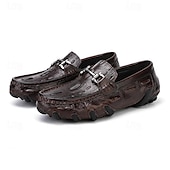 Χαμηλού Κόστους Ανέμελος-ανδρικά loafers από δέρμα κροκόδειλου - πολυτελή slip-on φόρεμα με μεταλλική πόρπη για επίσημο και casual ντύσιμο