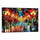 cheap Landscape Paintings-Handmade Tree Wall Art Colorful Forest Painting handmade Canvas Colorful Trees Forest Canvas painting  A Date With The Rain Canvas painting Huge Canvas Home Decor Autumn Canvas
