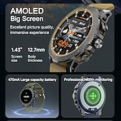 Χαμηλού Κόστους Smartwatch-696 LC313 Εξυπνο ρολόι 1.43 inch Έξυπνο ρολόι Bluetooth ΗΚΓ + PPG Βηματόμετρο Υπενθύμιση Κλήσης Συμβατό με Android iOS Γυναικεία Άντρες Κλήσεις Hands-Free Υπενθύμιση Μηνύματος IP 67 Θήκη ρολογιού 46mm