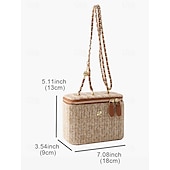 cheap Handbag &amp; Totes-Women&#039;s Shoulder Bag Box Bag Straw Bag Straw Party Holiday Beach Chain Flower Large Capacity Solid Color Color Block Dark Brown Black White