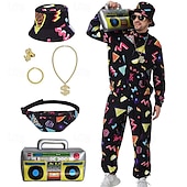 billiga Outfits-Retro / vintage 80-talet Hiphop Kläder Tillbehör set Sportkläder Disk Maskeradkläder Herr Karnevalsdräkt Halloween Karnival Nyår Fest / afton Prideparad Pride månad Vuxna Topp Byxor Armband Alla