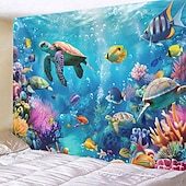 cheap Animal Tapestries-Wall Tapestry Art Decor Blanket Curtain Picnic Tablecloth Hanging Home Bedroom Living Room Dorm Decoration Animal Fish Underwater World