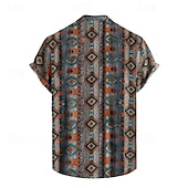 economico Modello etnico-Per uomo Tribale Vintage ▾ Etnico Camicia Camicia con bottoni Manica corta Tropicale Di tendenza Hawaiano Informale Per eventi Spiaggia Estate Primavera Collo ripiegabile Stampa Bottone giù Blu