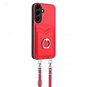 levne Pouzdra pro Samsung-telefon Carcasă Pro Samsung Galaxy S24 Ultra Plus S23 Ultra Plus S22 Plus Ultra A55 A35 A25 A15 5G A54 A34 A14 A53 A33 A23 A13 S25 Ultra Zadní kryt Držák na prsteny s Lanyardem Slot pro kartu Retro