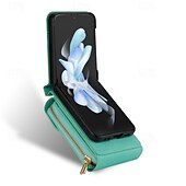 baratos Capa Samsung-telefone Capinha Para Samsung Galaxy Z Virar 6 Z Flip 5 Z Flip 4 Z Flip 3 Capa traseira Capa articulada Zíper com cordão Slot para cartão Retro PC Couro PU