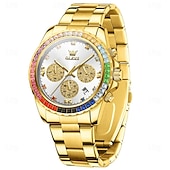 billige Kvartsklokker-OLEVS Herre Kvarts klokker Kreativ Mote Armbåndsur Selvlysende Kalender Kronograf VANNTETT Stål Klokke