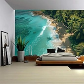 Недорогие Тапестри́ на океа́нском пляже-Пляжный остров, подвесной гобелен, настенное искусство, большой гобелен, фреска, декор, фотография, фон, одеяло, занавеска, украшение для дома, спальни, гостиной