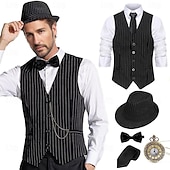 levne oblečení-Retro Řvoucí 20s 20. léta 20. století Úbory Vesta Sada příslušenství Gentleman Gangster Maškarní kostým Pánské předvečer Všech svatých Karneval Nový rok Karneval Večírek Plesová maškaráda Dospělé