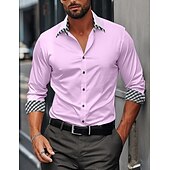 abordables Chemises boutonnées pour hommes-Homme Chemise Chemise boutonnée Résistant aux plis Plein Mariage Extérieur Blanche Rose dragée Bleu manche longue Col rabattu Eté Printemps Vêtement Tenue