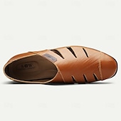billiga Kjol sandaler-mäns loafers i brunt läder - ventilerande slip-on vardagsskor för sommaren