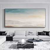 economico Quadri paesaggistici-dipinto a mano dipinto a olio minimalista con texture blu dipinto a mano da parete dipinto a mano con cielo e oceano dipinto a olio con cielo e oceano dipinto a mano con onde e spiaggia a olio