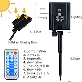 זול מופעל באמצעות אנרגיה סולארית-אור חבל שמש חיצוני קמפינג נורת מחרוזת אורות 16 led 8 מצבים תאורה ip65 אור עמיד למים לחג המולד מסיבת חתונה חיצונית קישוט מרפסת גן