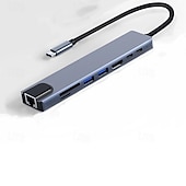 お買い得  USBハブ-タイプ C8 オールインワン ドック、ネットワーク カード付き USB3.0 ハブ、ラップトップ ドック ハブ