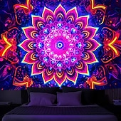 billige Blacklight -billedvev-mandala bohemisk blacklight billedvev uv reaktiv glød i mørket trippy zen meditasjon tåkete natur hengende billedvev veggkunst veggmaleri for stue soverom