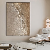 billiga Oljemålningar-oljemålning wabi sabi målning handmålad stor beige konst brun 3d minimalistisk målning på duk brun 3d textur väggkonst neutral beige båge gipsmålning