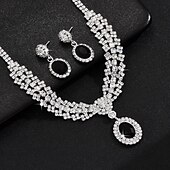 preiswerte Schmucksets-Brautschmuck-Sets 2 Diamantimitate 1 Halskette Ohrringe Damen Klassisch Süß lieblich Briolette Tropfen Kostbar Diamant Wassertropfen Schmuck-Set Für Hochzeit Geschenk