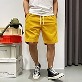 baratos Calções Estilo Casual-Homens Shorts de verão Shorts casuais Shorts de veludo cotelê Bolsos Com Cordão Cintura elástica Tecido Conforto Comprimento do joelho Ao ar livre Diário Moda Estilo Clássico Preto Amarelo