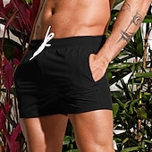 baratos shorts de natação masculinos-Homens Bermuda de Surf Shorts de Natação Calção Justo de Natação Com Cordão Cintura elástica Tecido Conforto Secagem Rápida Curto Feriado Praia Final de semana Moda Casual Preto Branco Micro-Elástica